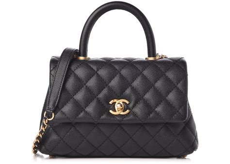 chanel coco handle caviar black|Chanel Coco Handle Flap Quilted Caviar Gold.